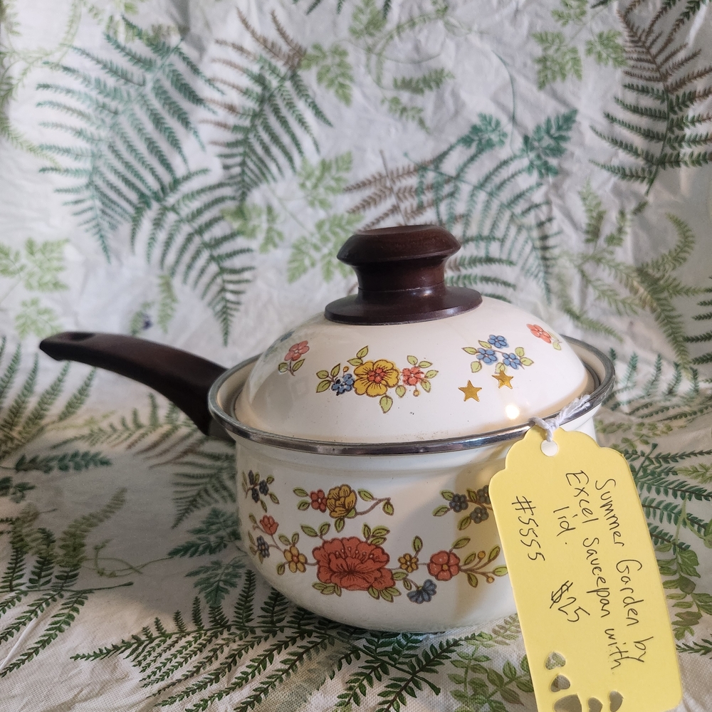 Summer Garden by Excel Floral Enamel Saucepan with Lid